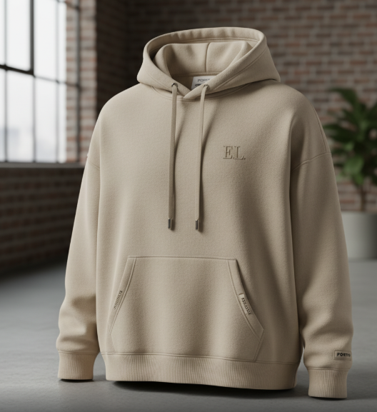 Heavyweight Minimalist Pullover Hoodie - Tonal Embroidered